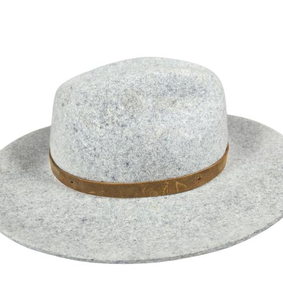Pistil Soho Hat Womens OSFM Wool Felt Dove Gray Wide Brim Leather Band Cross main image 4